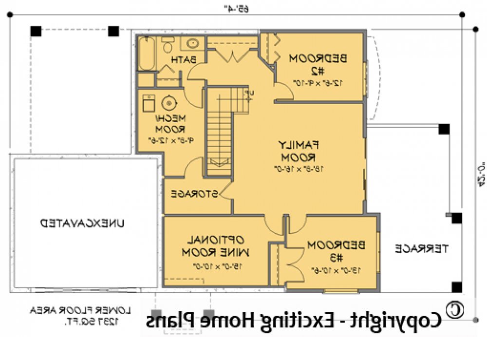House Plan  E1439-10  Lower Floor Plan REVERSE