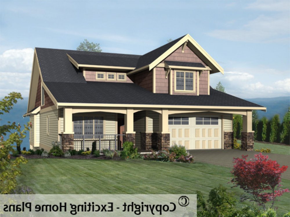 House Plan E1329-10 Exterior 3D View REVERSE