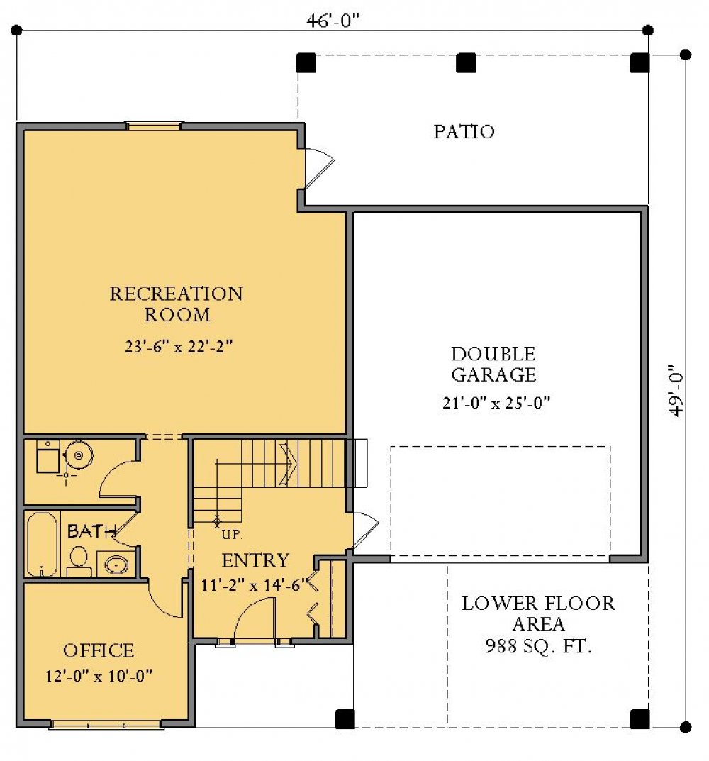 House Plan E1646-10 Lower Floor Plan