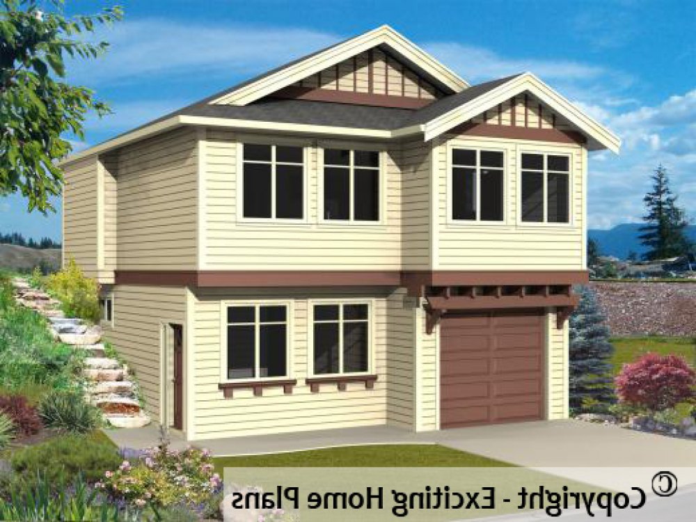 House Plan E1155-10 Exterior 3D View REVERSE