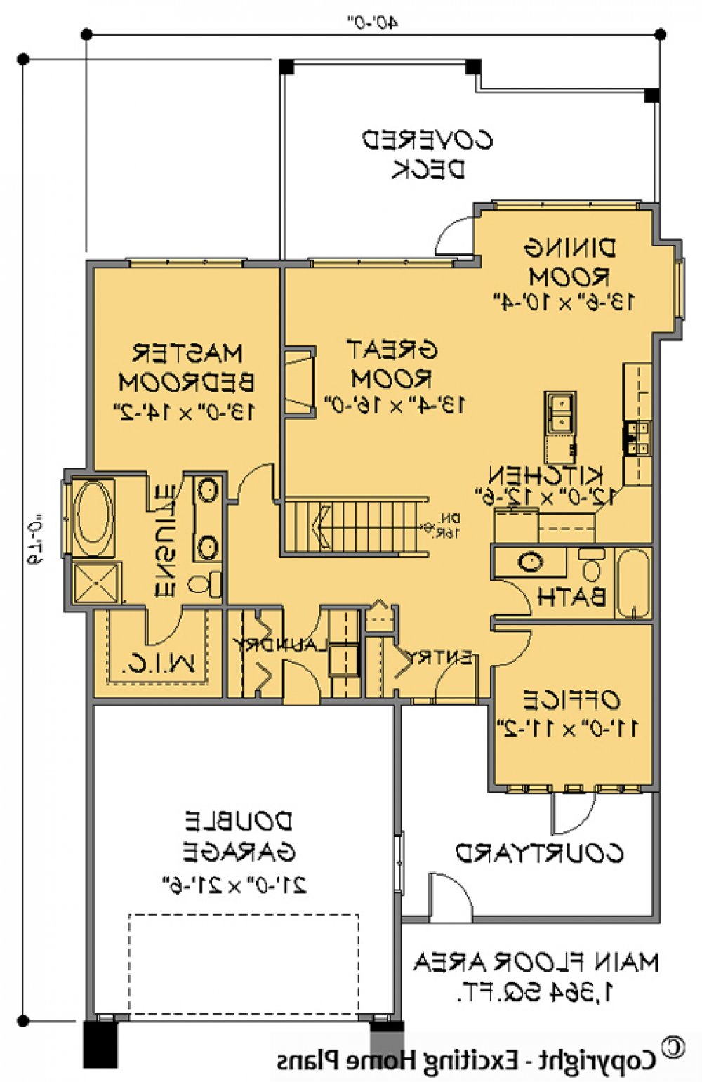 House Plan E1129-10 Main Floor Plan REVERSE