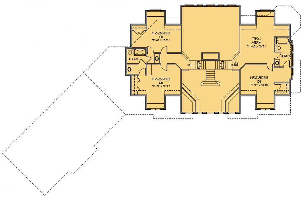 House Plan E1065-10 Upper Floor Plan REVERSE