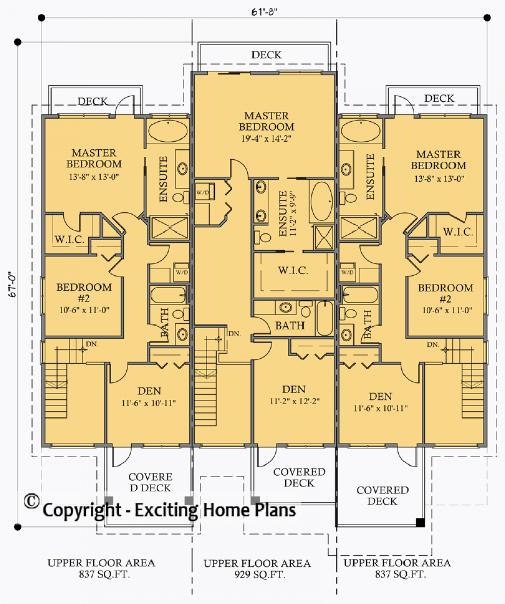 House Plan E1021-10 Upper Floor Plan