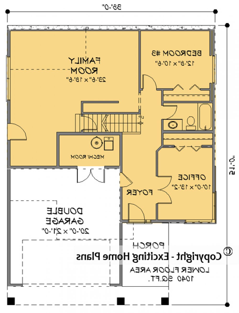 House Plan  E1236-10M Main Floor Plan REVERSE
