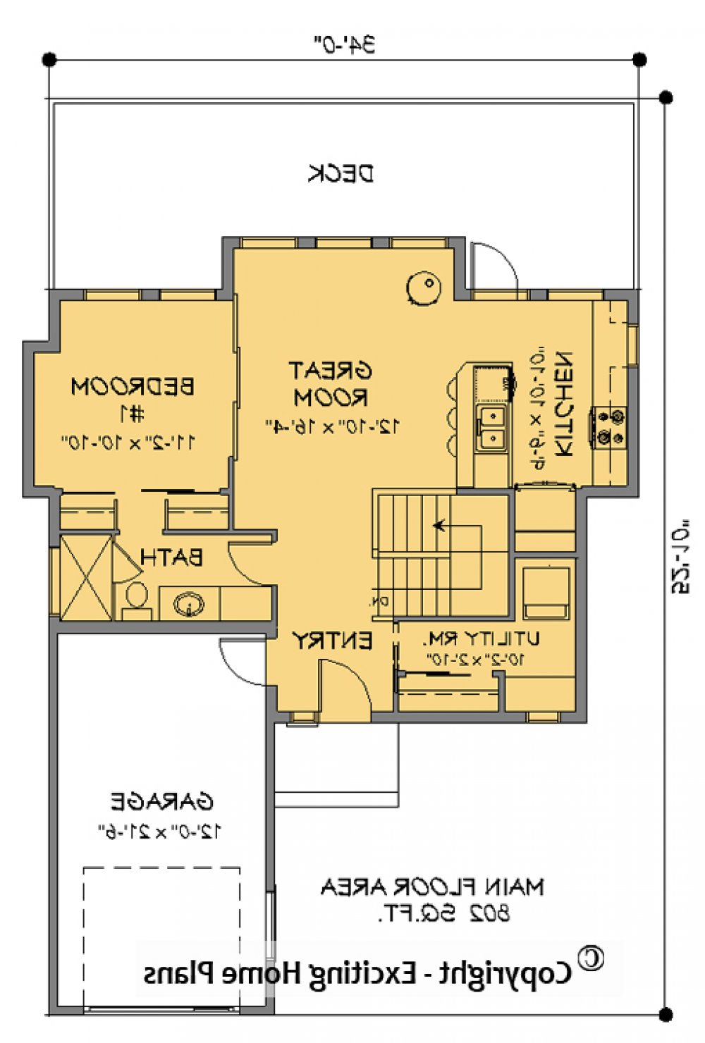 House Plan 1720-10 Main Floor Plan REVERSE