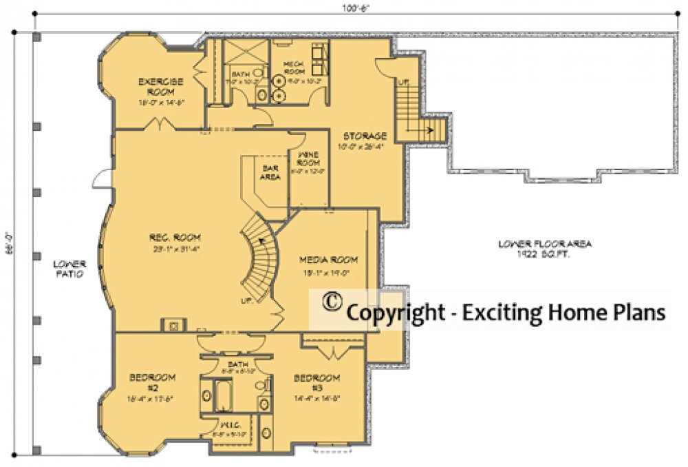 House Plan E1703-10 Lower Floor Plan