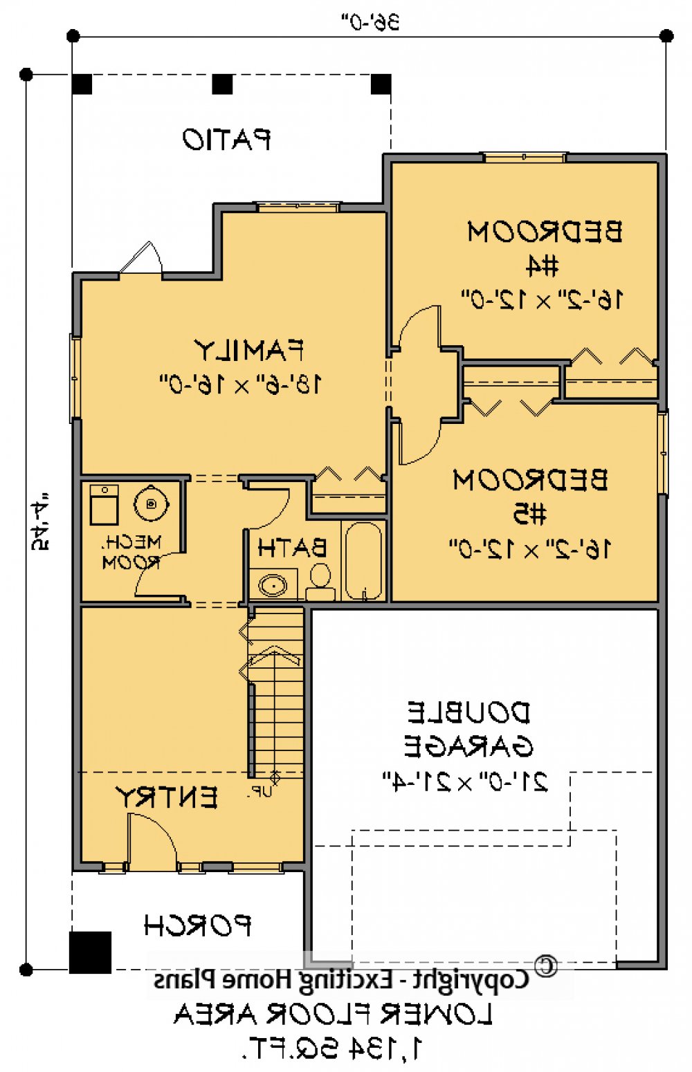 House Plan E1343-10 Lower Floor Plan REVERSE