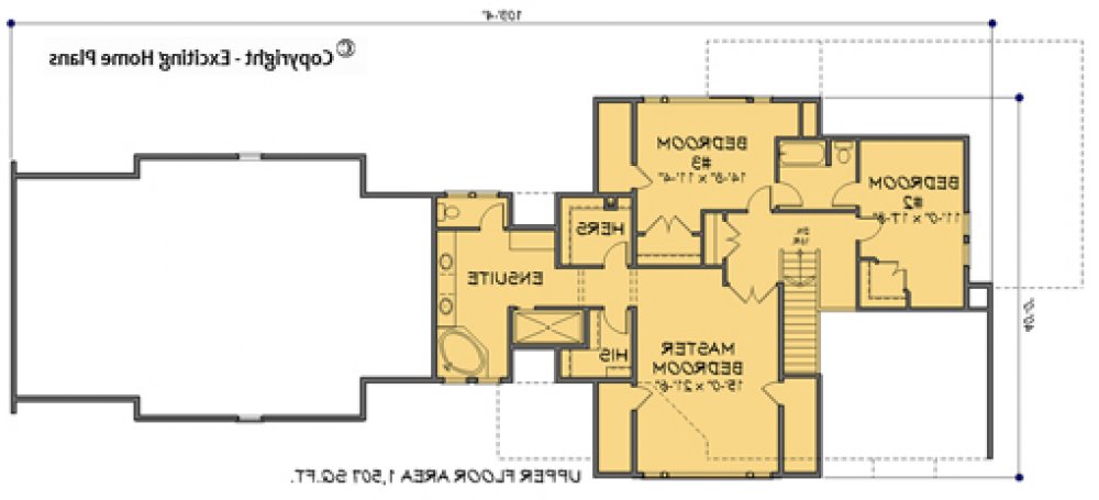 House Plan E1101-10 Upper Floor Plan REVERSE