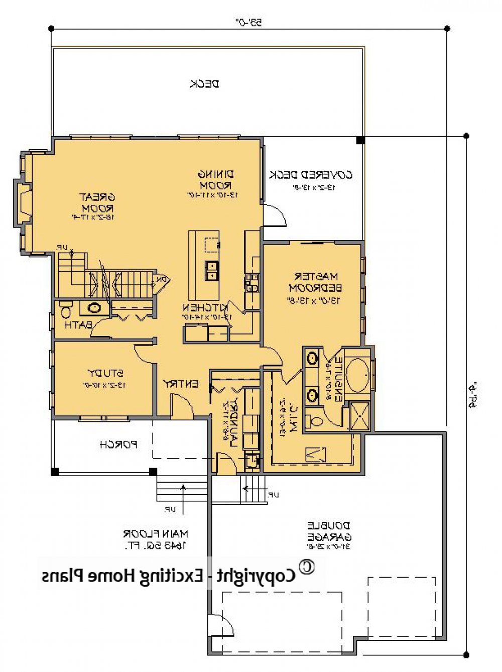 House Plan E1322-10  Main Floor Plan REVERSE