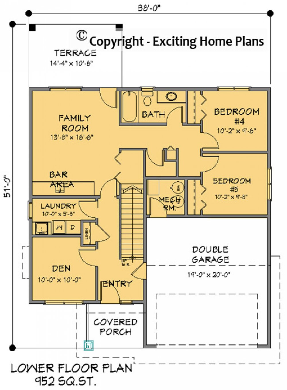 House Plan E1138-11 Lower Floor Plan
