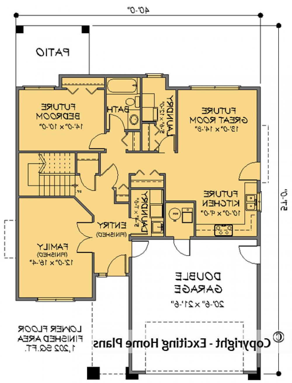 House Plan E1038-10 Lower Floor Plan REVERSE