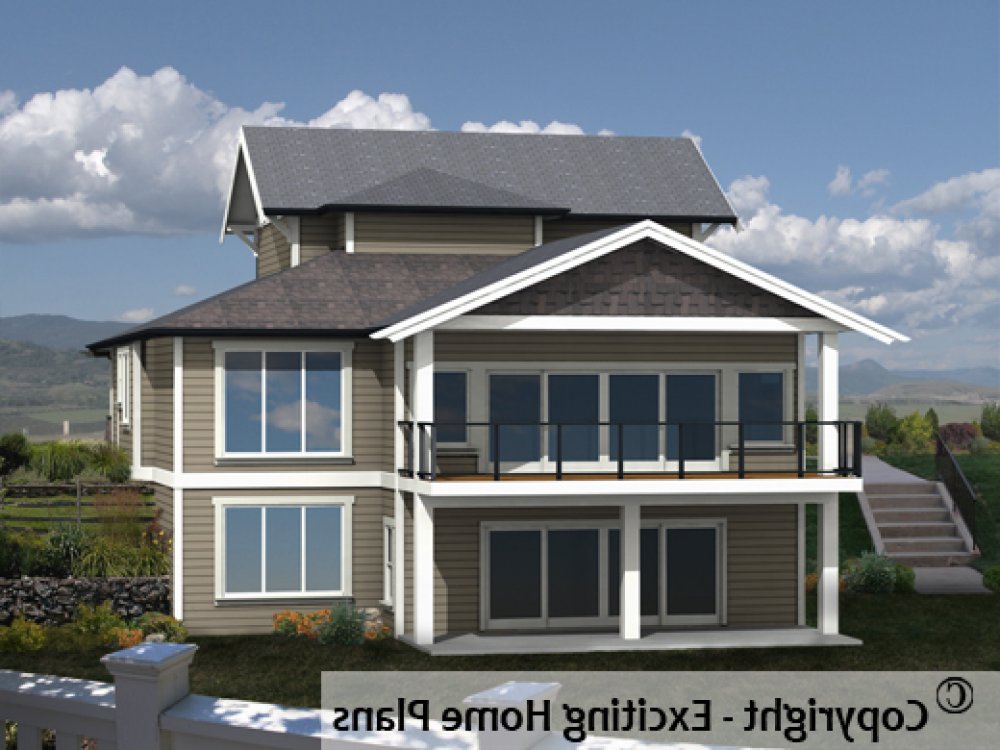 House Plan E1201-10 Exterior 3D View REVERSE