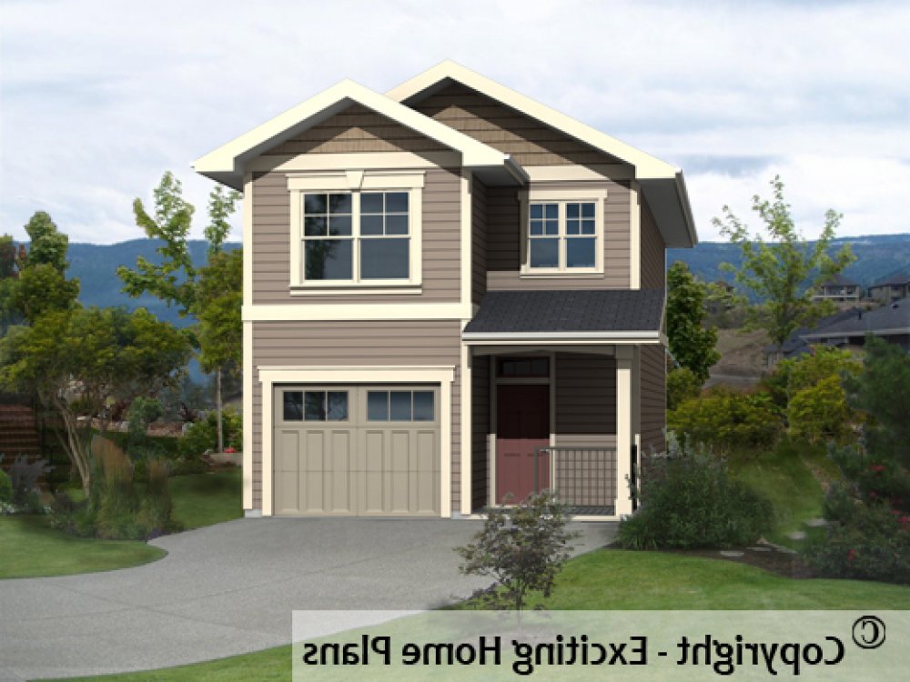 House Plan E1530-10 Front 3D View REVERSE
