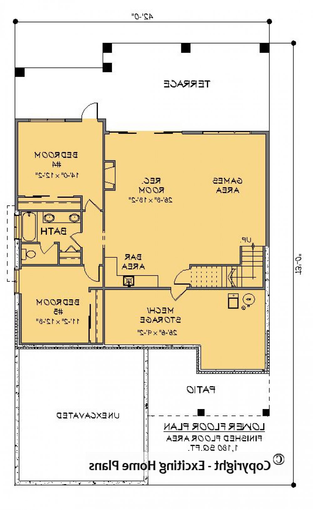 House Plan E1592-10 Lower Floor Plan REVERSE