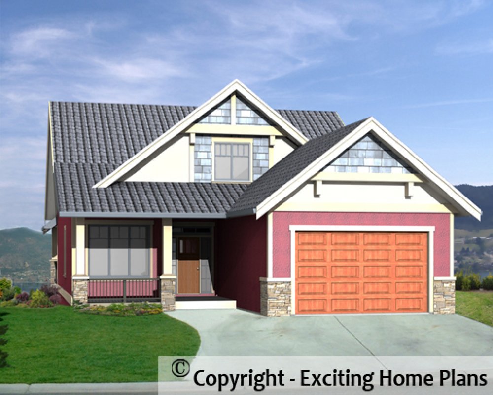 House Plan E1592-10 Front 3D View