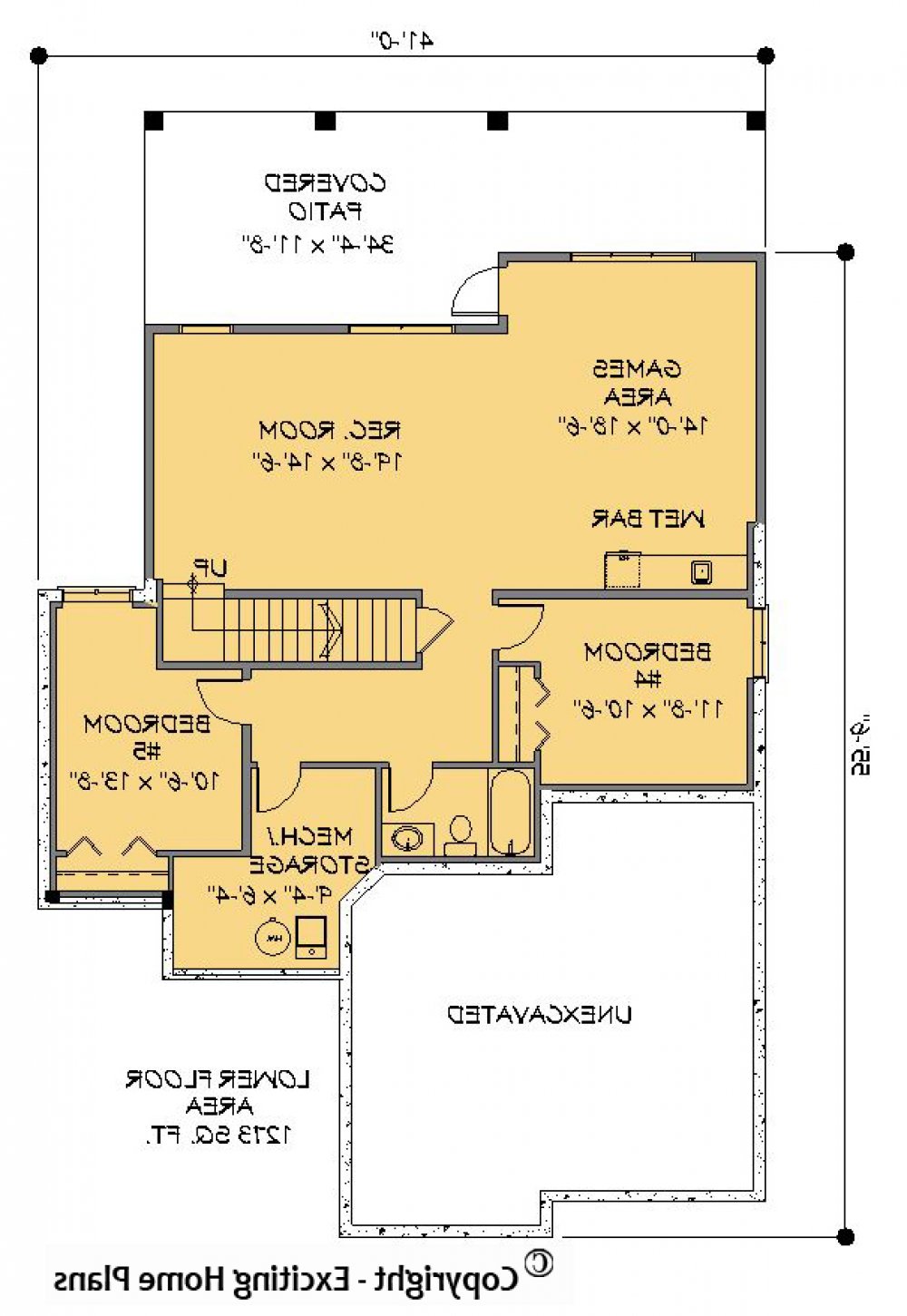 House Plan E1203-10 Lower Floor Plan REVERSE