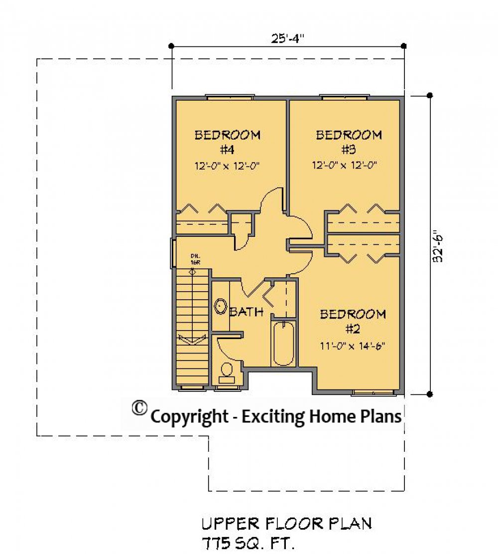 House Plan E1213-10 Upper Floor Plan