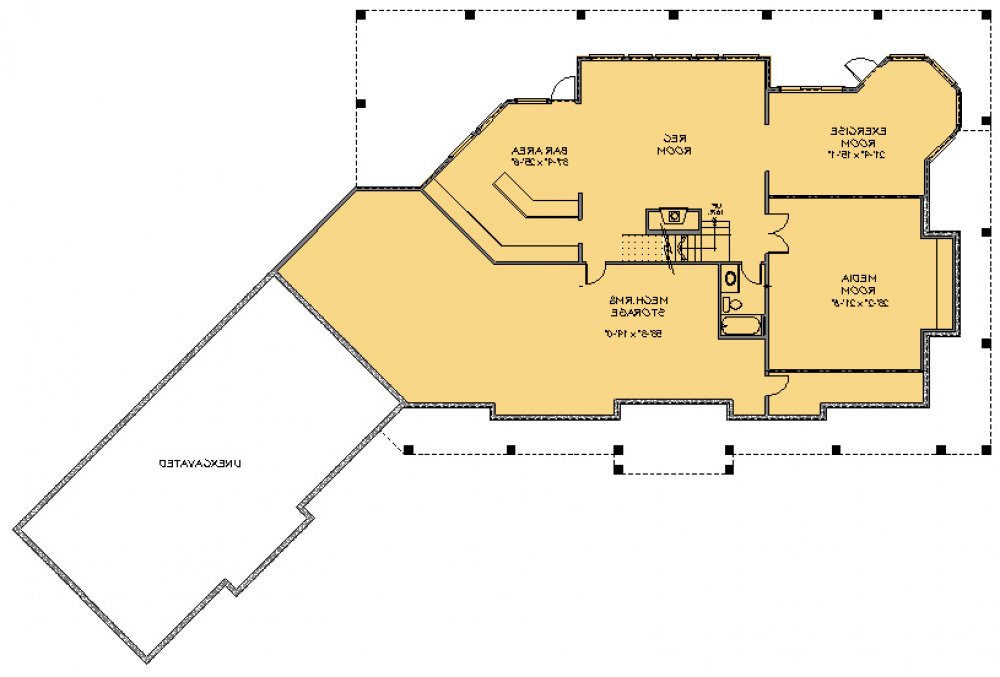House Plan E1065-10 Lower Floor Plan REVERSE