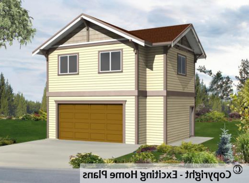 House Plan E1185-10 Exterior 3D View REVERSE
