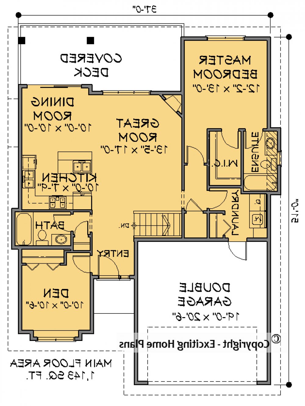 House Plan E1593-10 Main Floor Plan REVERSE