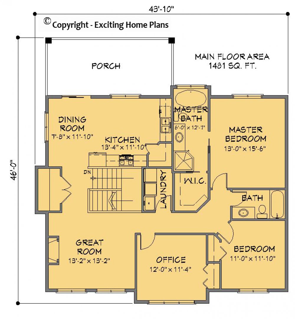 House Plan E1294-10 Main Floor Plan