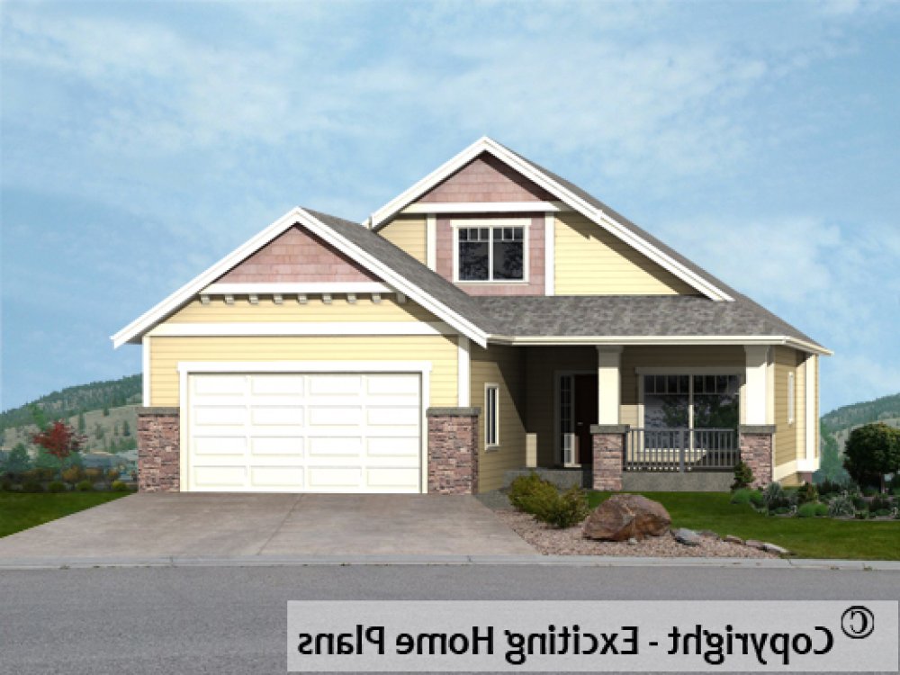 House Plan E1575-10 Front 3D View REVERSE