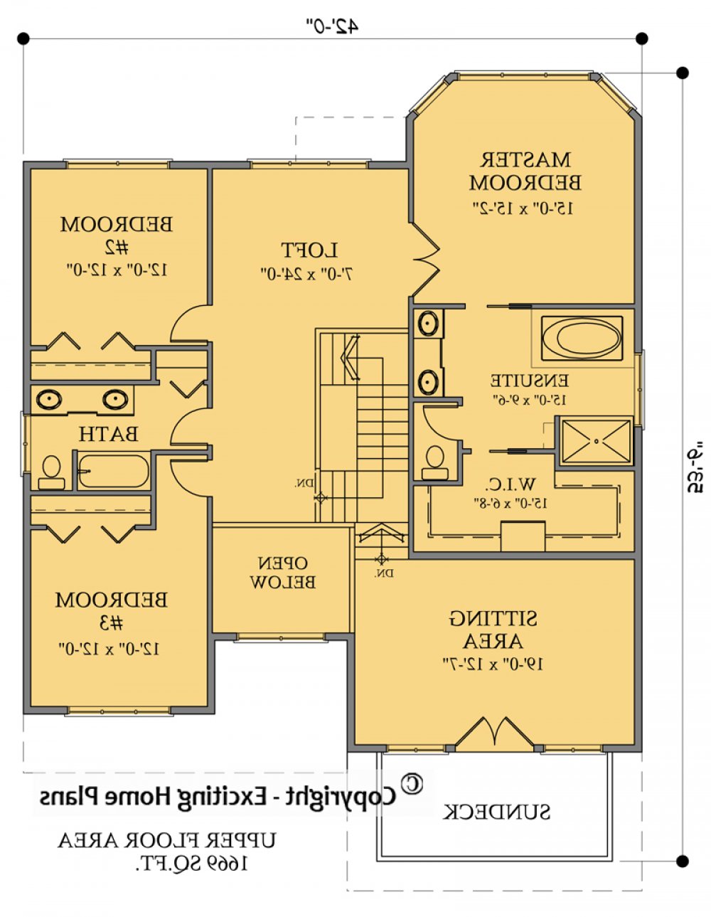House Plan E1075-11 Upper Floor Plan REVERSE