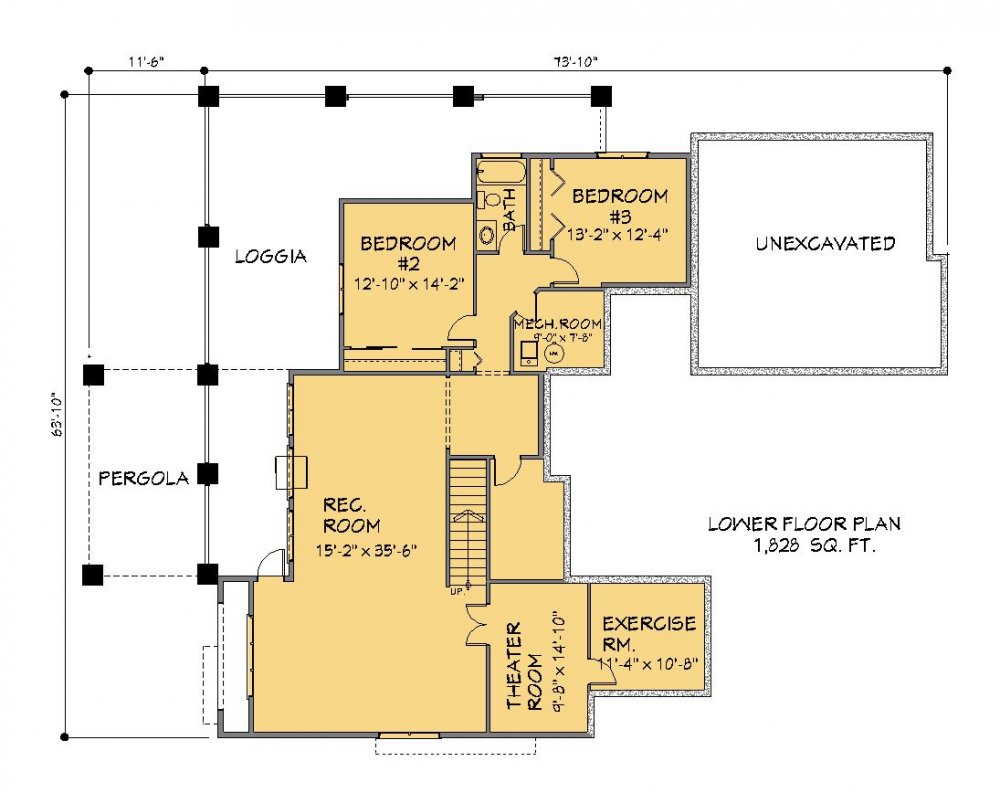 House Plan E1412-10 Lower Floor Plan