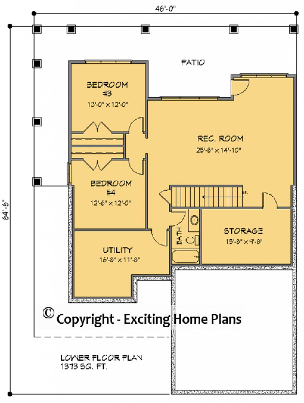 House Plan E1740-10 Lower Floor Plan