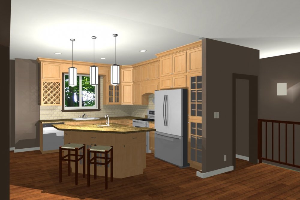 House Plan E1200-10 Interior Kitchen 3D Area