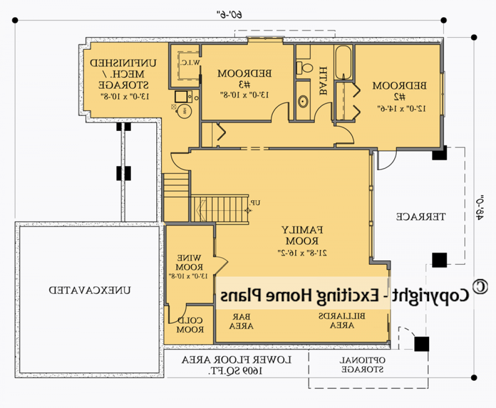 House Plan E1028-10 Lower Floor Plan REVERSE