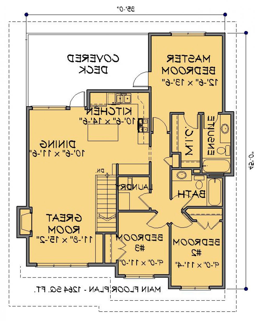 House Plan E1687-10 Main Floor Plan REVERSE