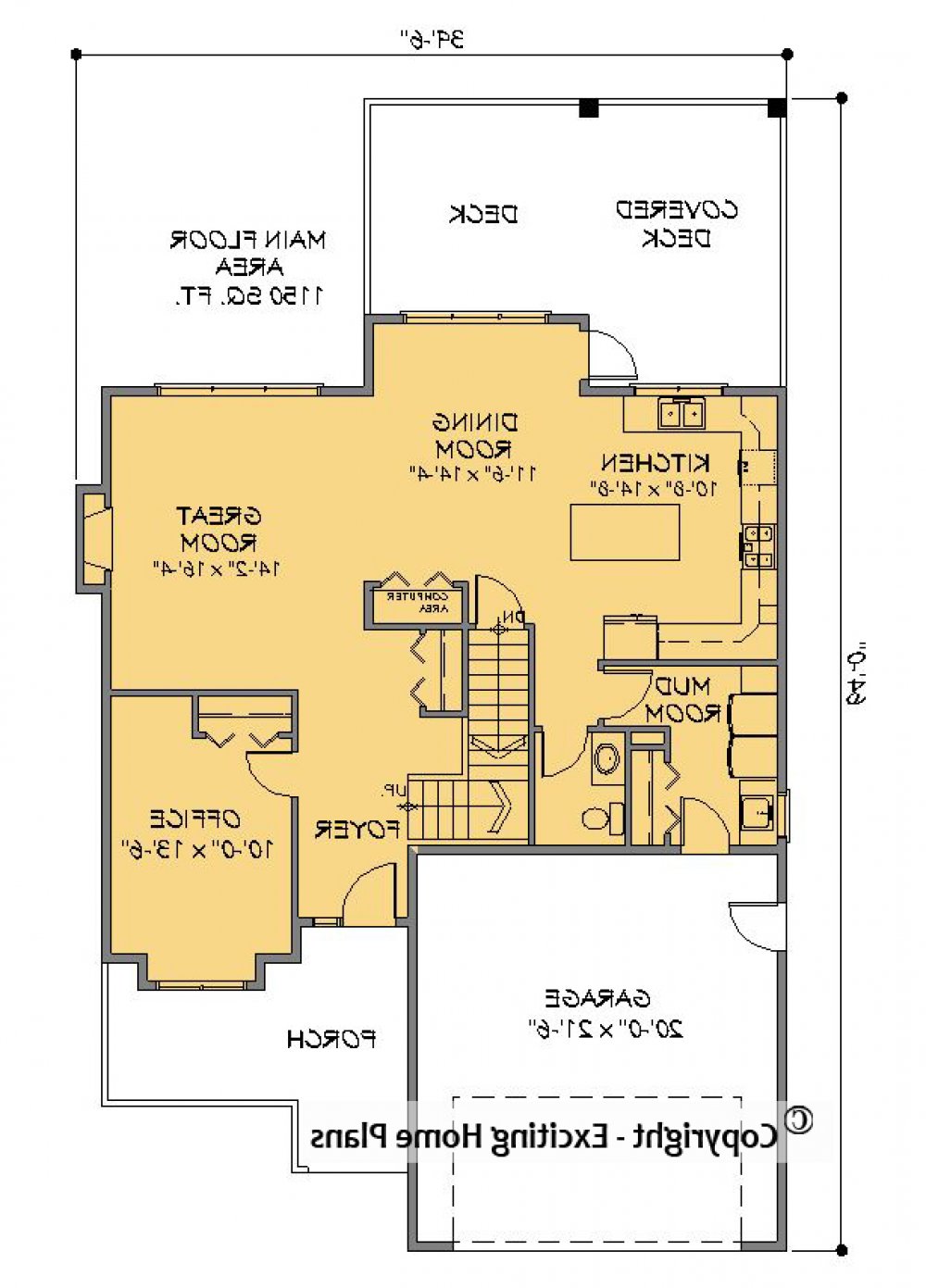 House Plan E1221-10  Main Floor Plan REVERSE