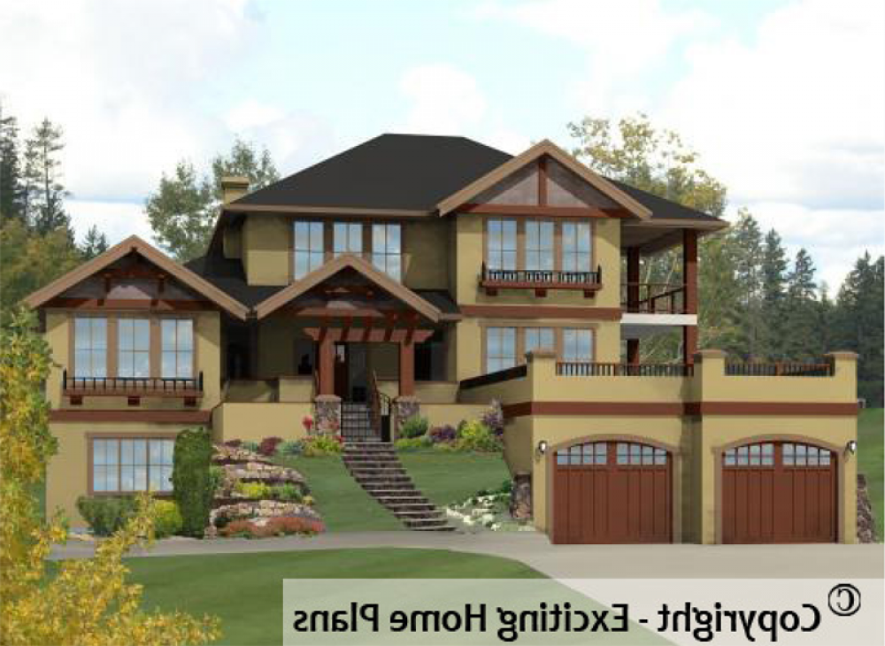 House Plan E1012-10 Exterior 3D View REVERSE