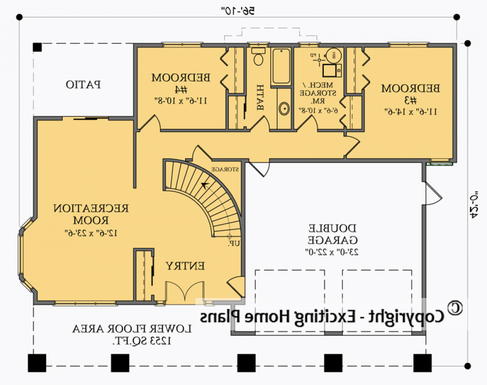 House Plan E1013-10 Lower Floor Plan REVERSE