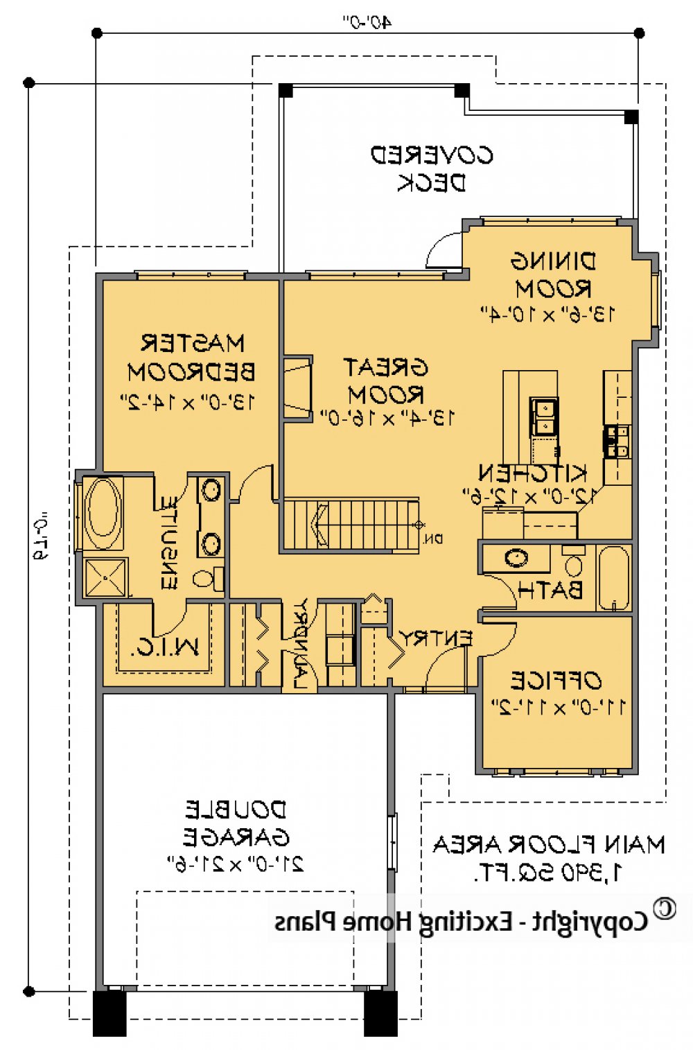 House Plan E1583-10 Main Floor Plan REVERSE