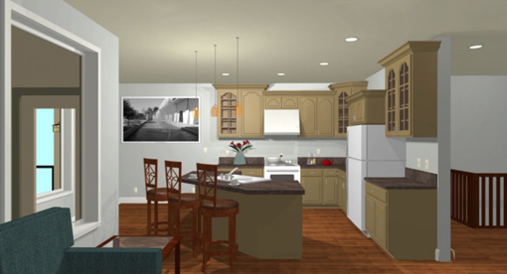 House Plan E1005-10 Interior Kitchen 3D Area