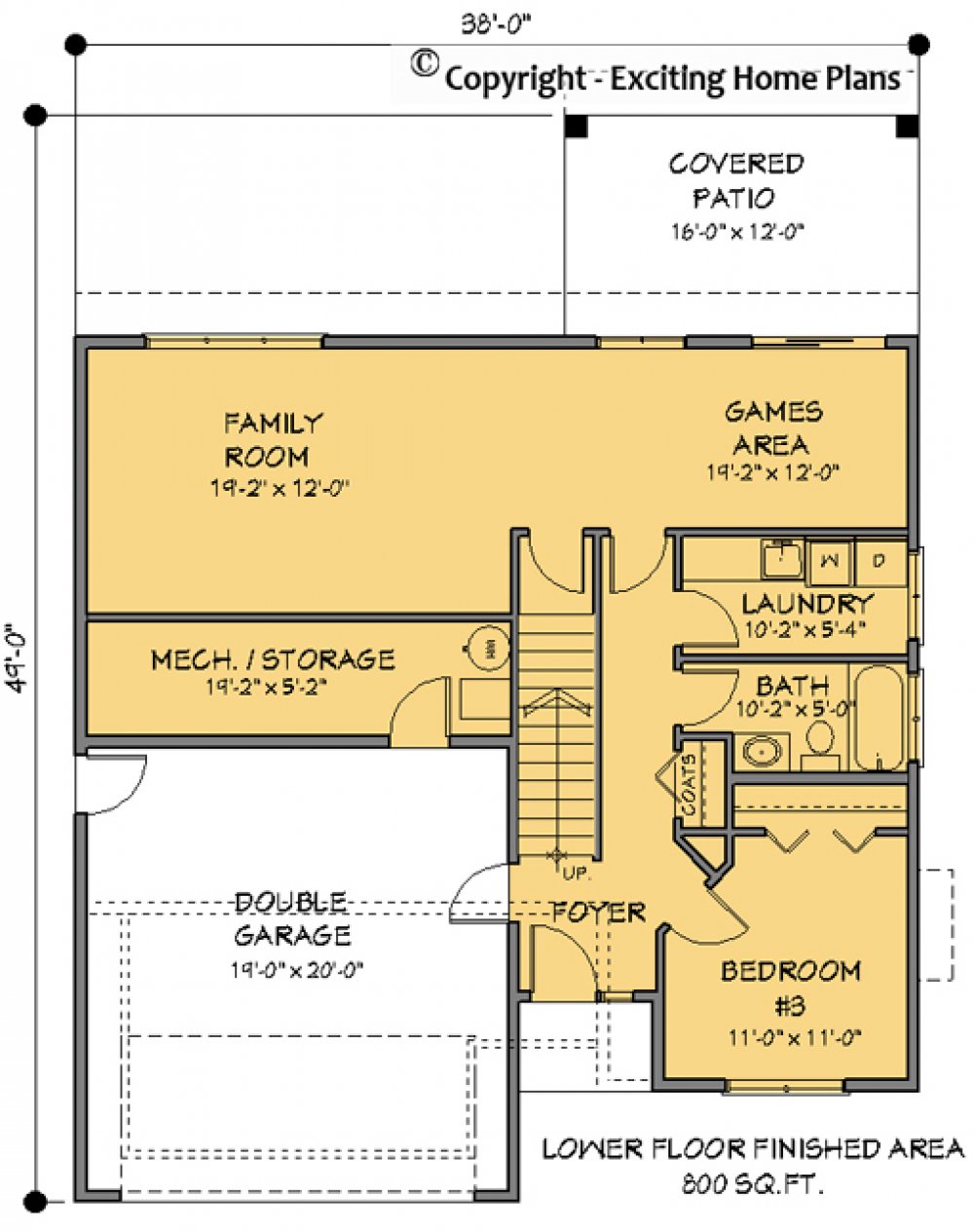 House Plan E1039-10 Lower Floor Plan