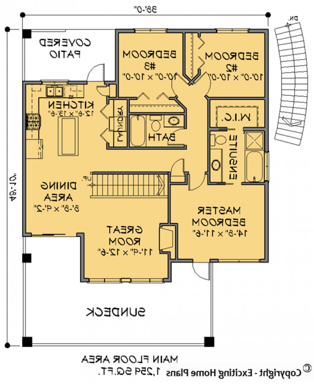 House Plan E1152-10M Lower Floor REVERSE