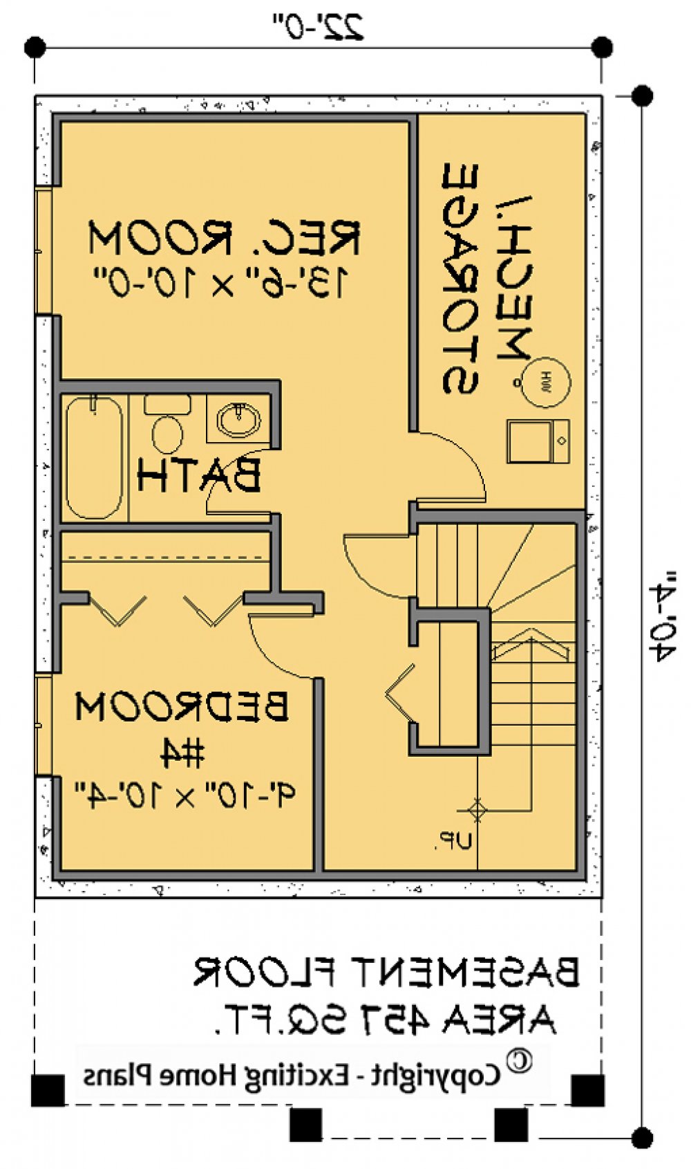 House Plan E1160-10 Lower Floor Plan REVERSE