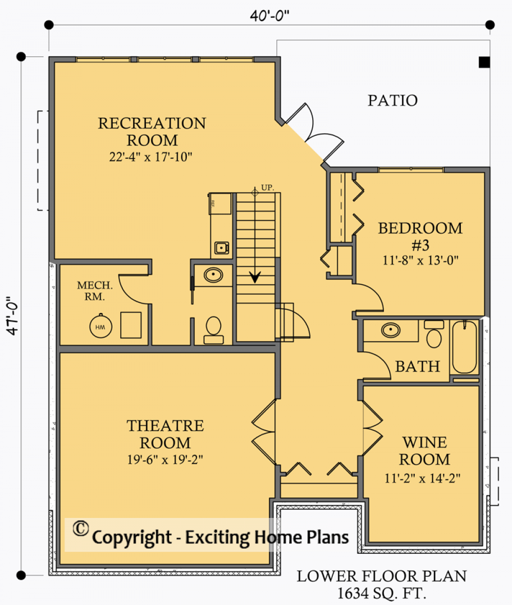 House Plan E1017-10 Lower Floor Plan