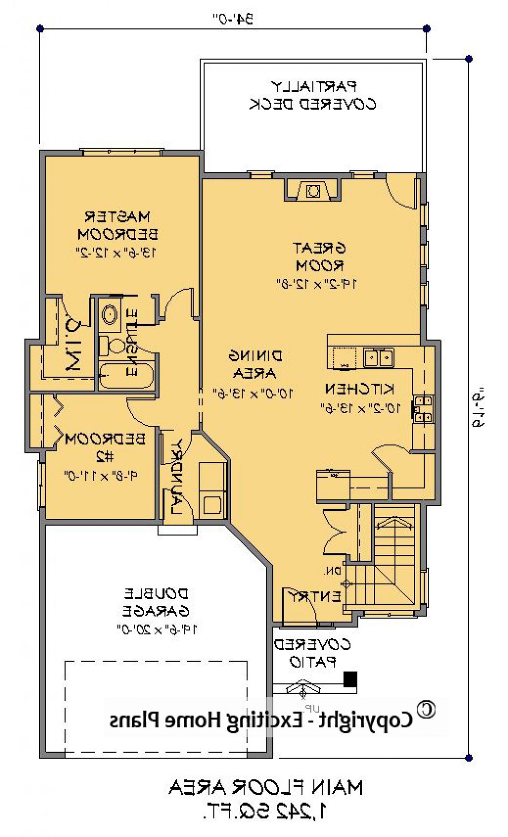 House Plan E1188-10 Main Floor Plan REVERSE
