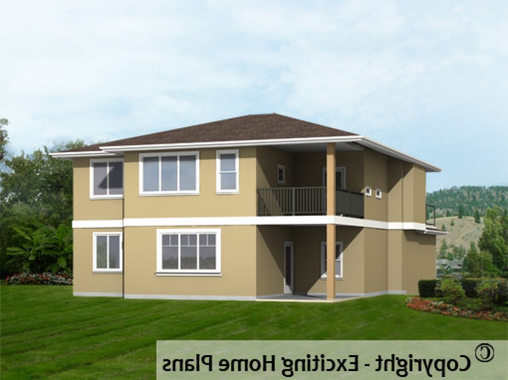 House Plan E1686-10 Rear 3D View REVERSE