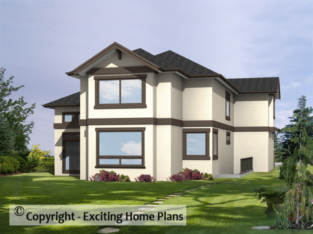 House Plan E1753-10 Rear 3D View