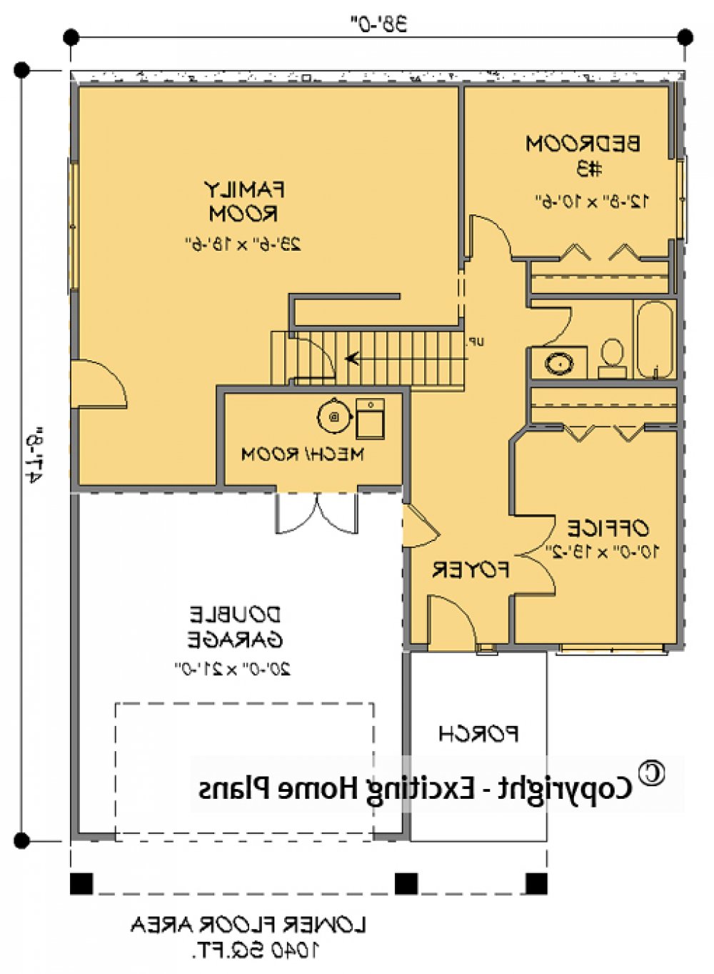 House Plan E1236-10C Lower Floor REVERSE