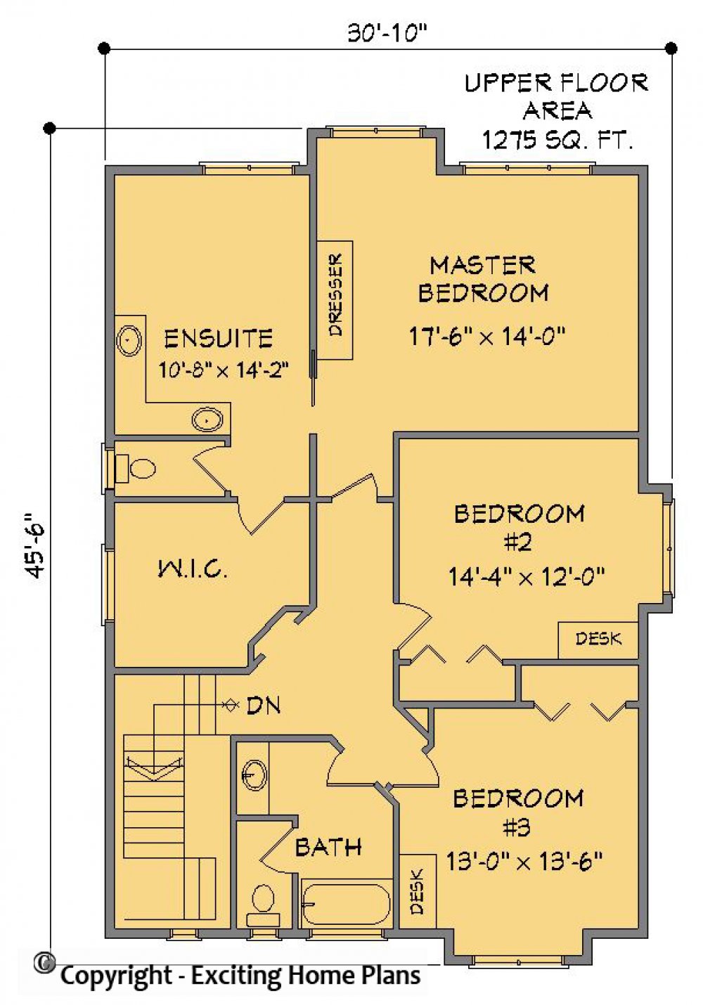 House Plan E1268-10 Upper Floor Plan
