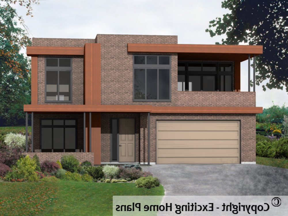 House Plan E1628-10 Front 3D View REVERSE