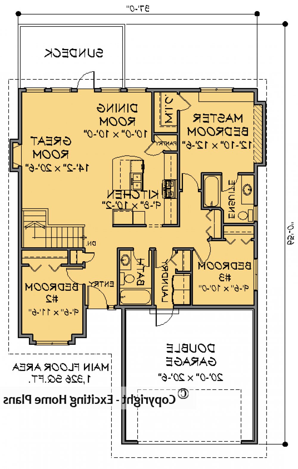 House Plan E1596-10 Main Floor Plan REVERSE