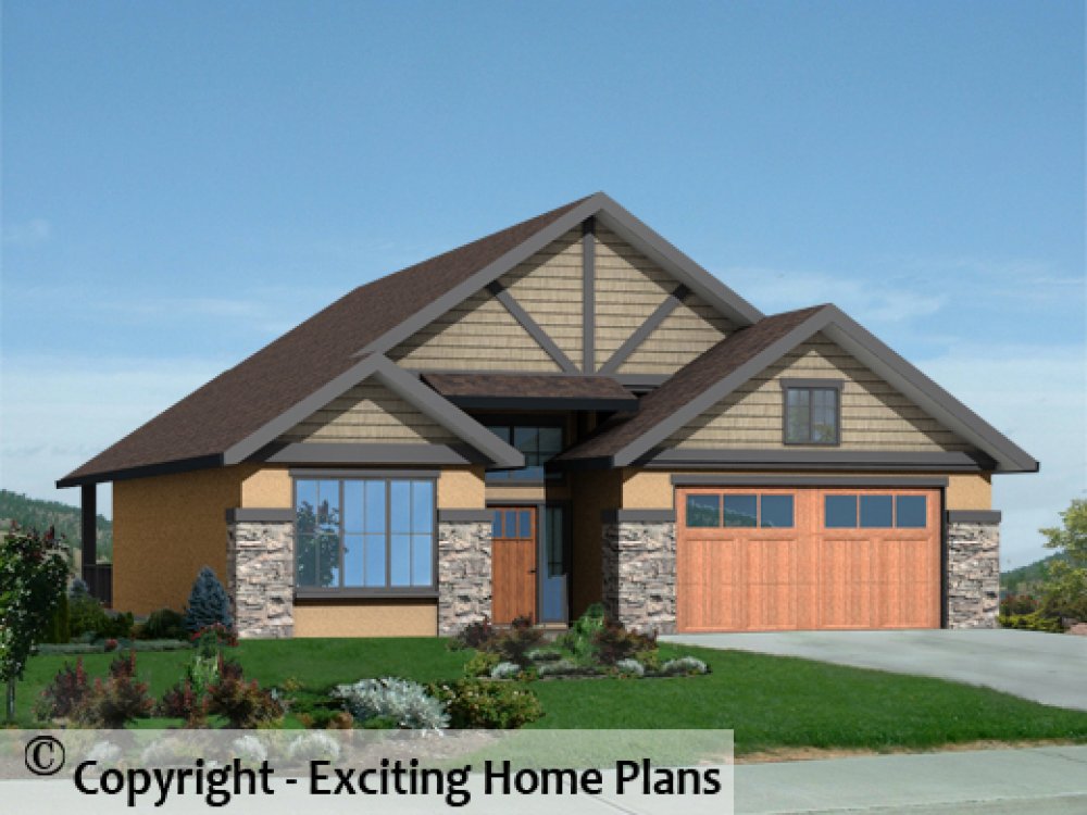 House Plan E1581-10 Front 3D View