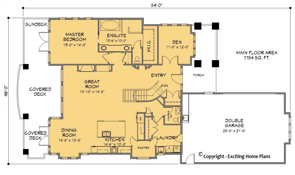 House Plan E1385-10  Main Floor Plan
